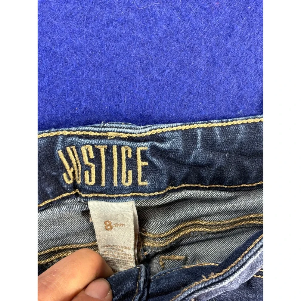Kidcore Girls Justice Denim Cuffed Shorts 8 Slim Dark Blue